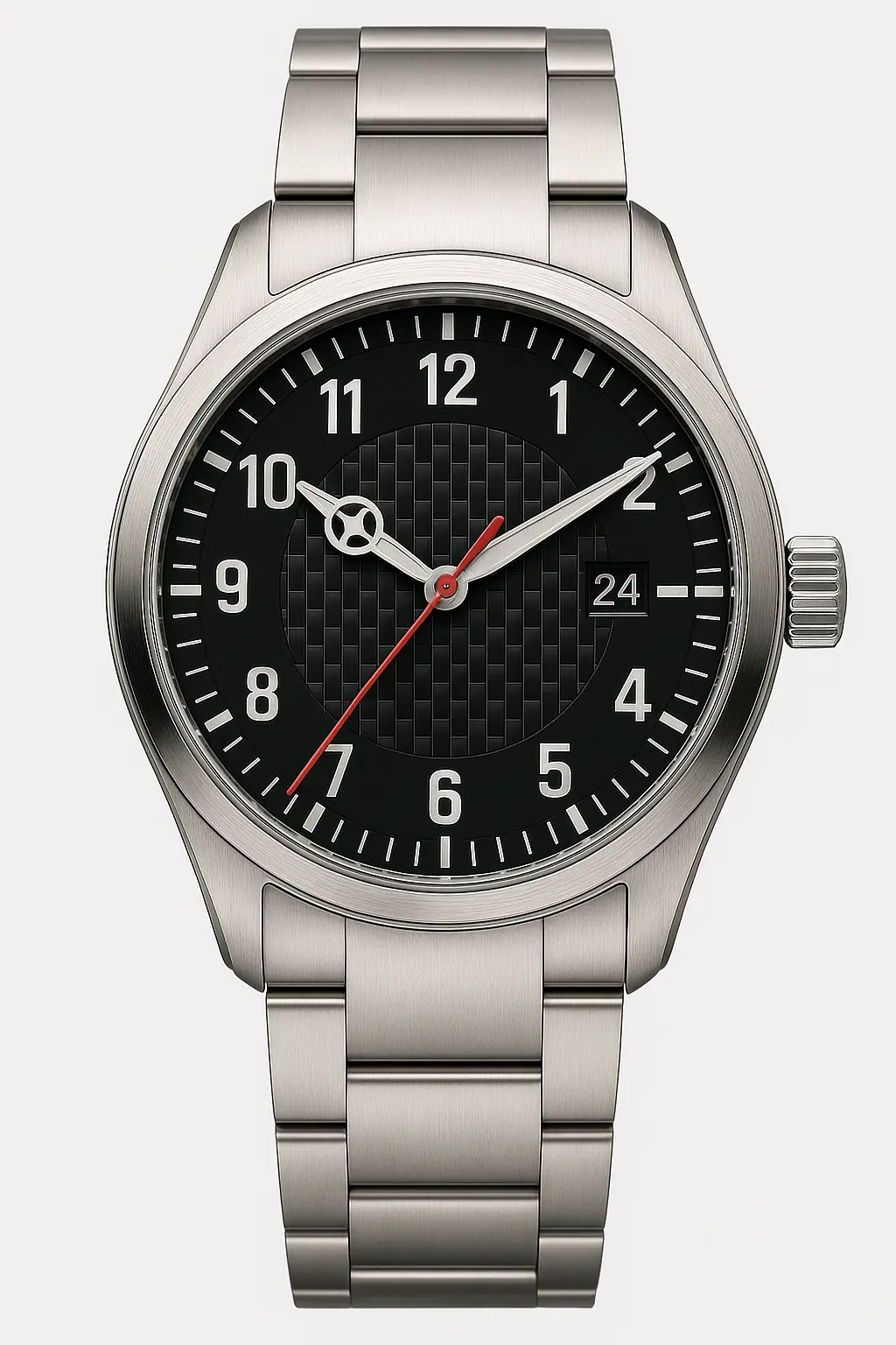Momentum – Tiefschwarzes 3D-Rautenmuster, 42mm Edelstahl, fachkundig montiert
